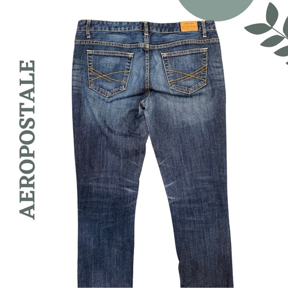 🛍️3/$40 AEROPOSTALE Bayla Skinny Jeans 7/8 Reg Dark Wash Mid Rise Blue Denim - Picture 4 of 7
